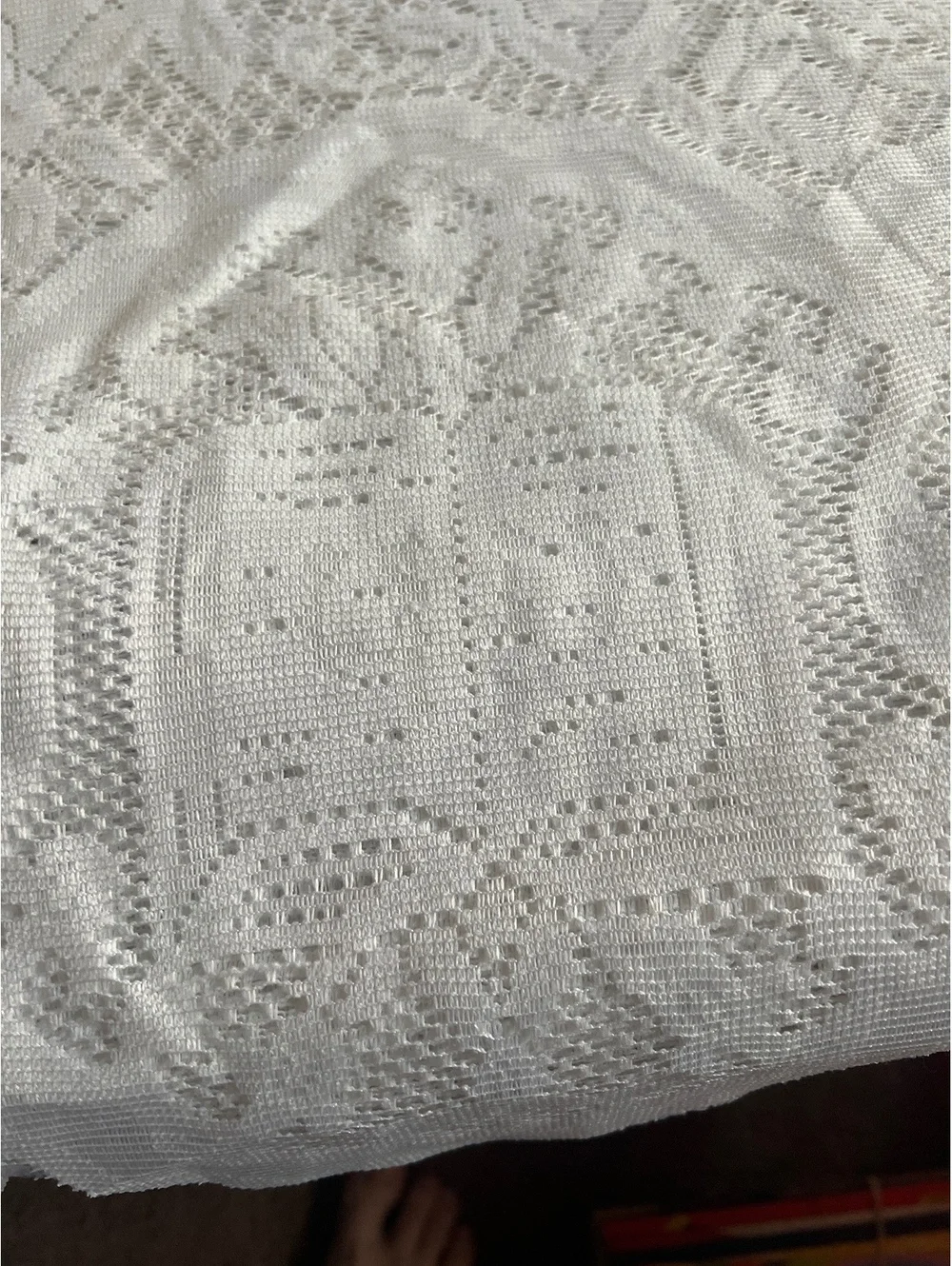 Vintage White Lace Nativity Scene Tablecloth or Decorative Fabric